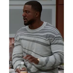 Open Edit mens cotton blend crewneck sweater grey striped pattern size XL NWOT